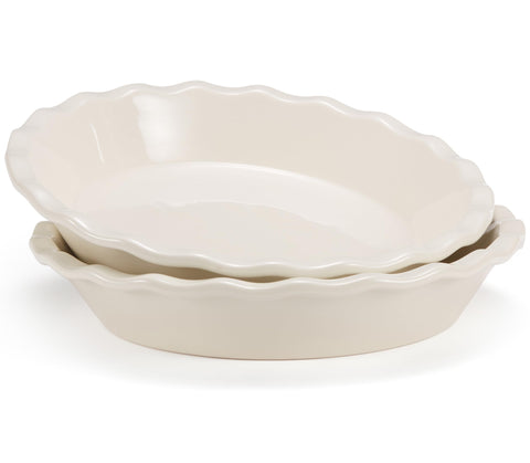 KooK pie pan 9-inch ceramic deep dish in ivory for even, beautiful pies.
