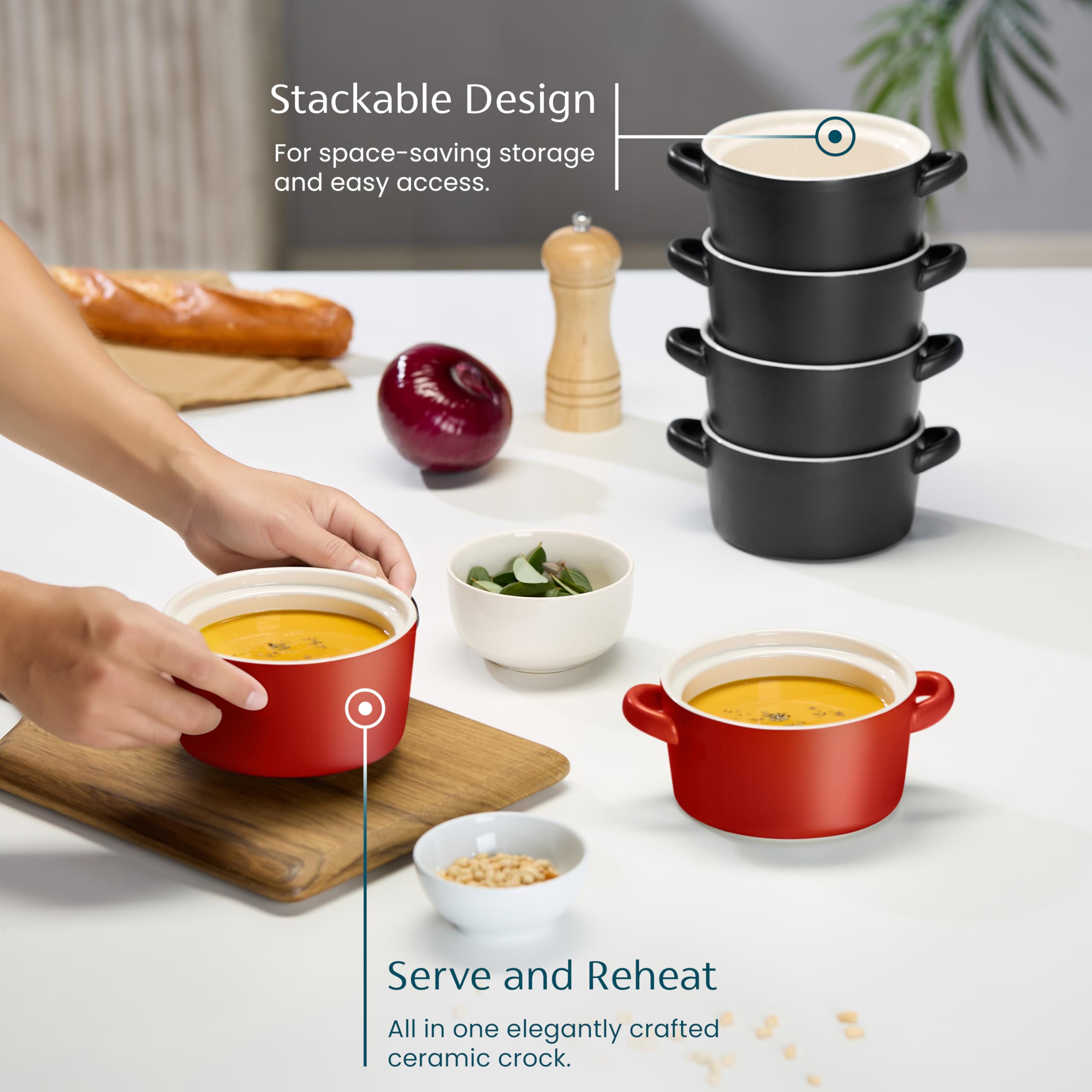 KooK 18 oz capacity crock ideal for personal portions.