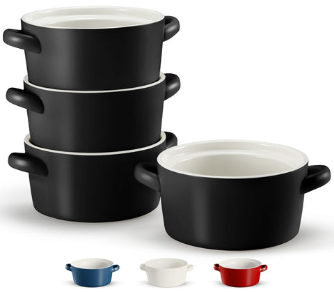 KooK soup crock set of four, stackable for easy storage.