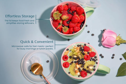 KooK dishwasher-safe and freezer-safe mugs simplify cleanup and storage.