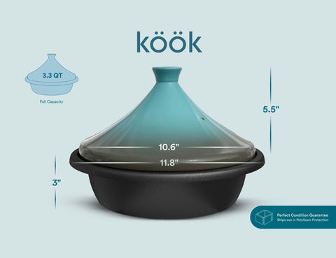 KooK cone-lid design seals steam for flavorful, juicy results.