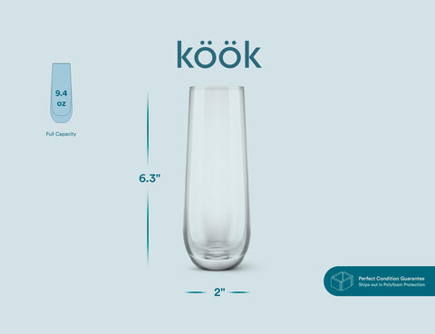 KooK four-piece stemless glass set for weddings and parties.