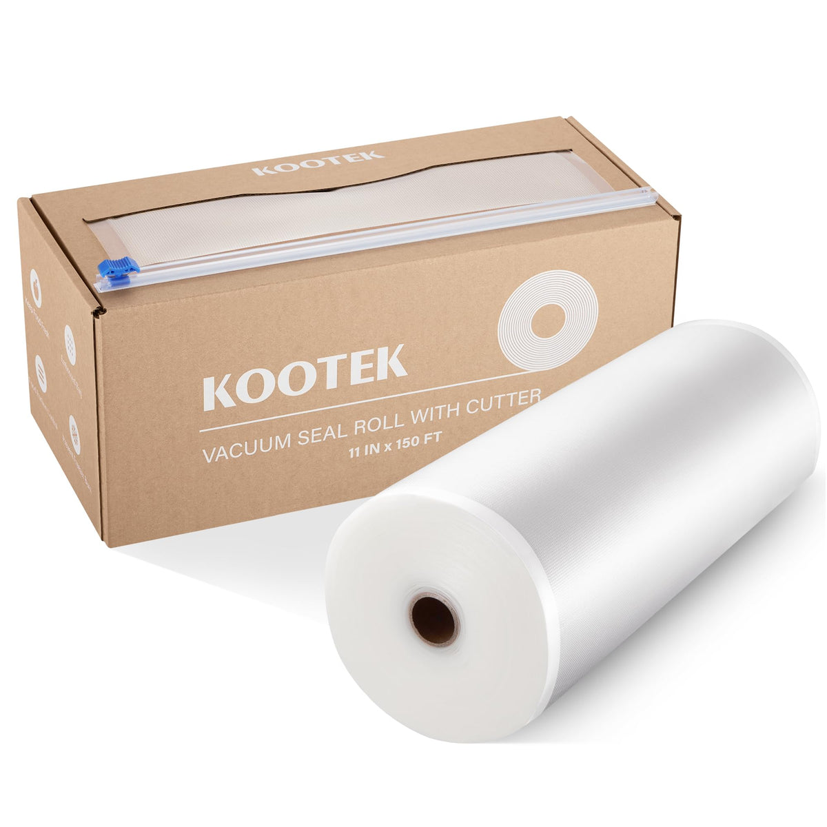 Kootek 11x150 vacuum sealer bags roll with cutter dispenser for precise bag sizing and quick prep