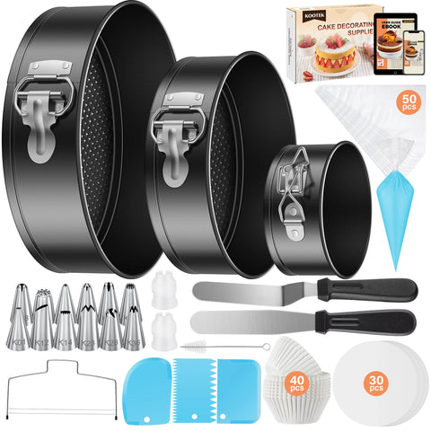 Kootek 144pcs cake pan set: complete bakeware for versatile desserts.