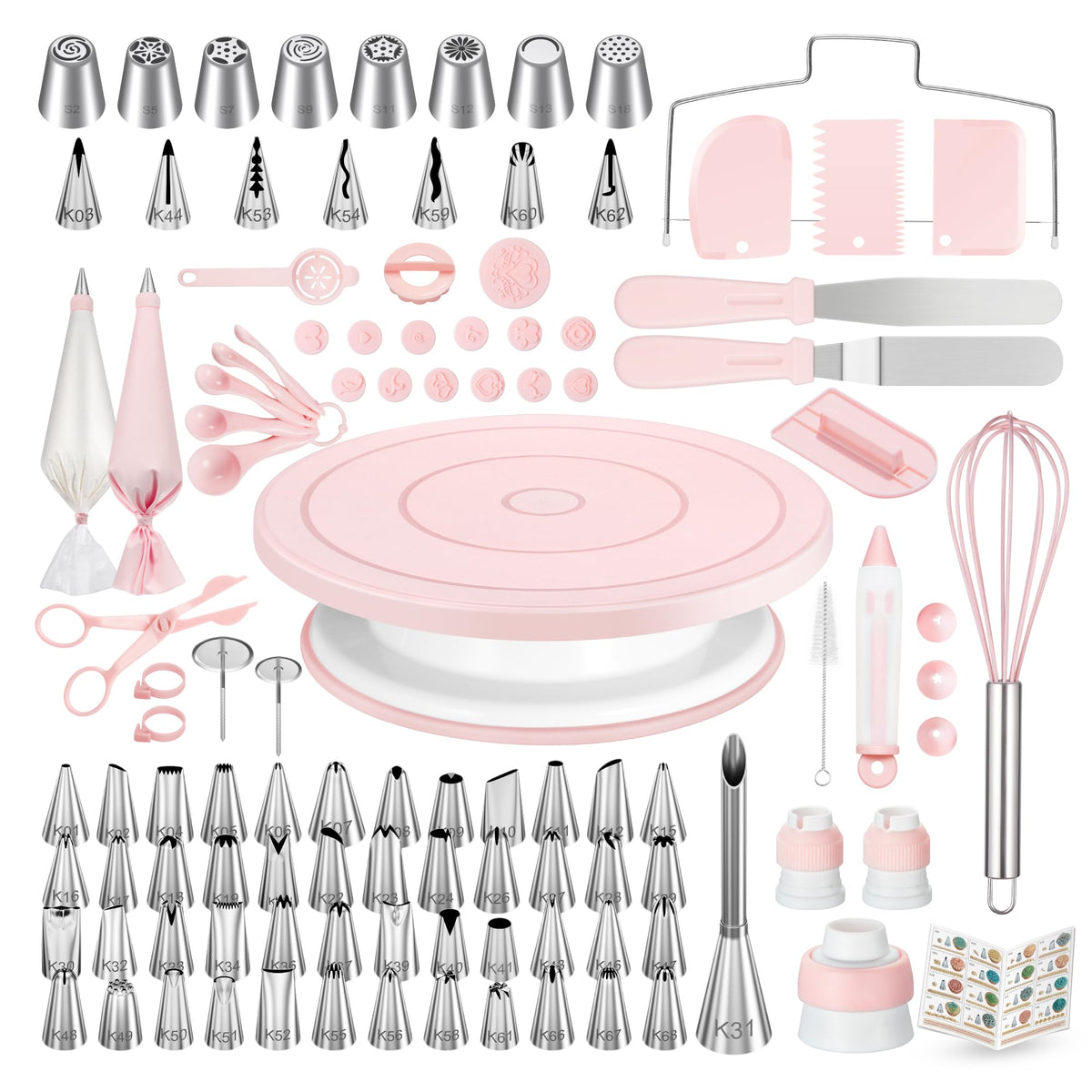 Kootek 158-pcs cake decorating kit turntable for smooth, professional-looking designs