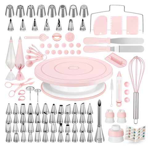 Kootek 158-pcs cake decorating kit turntable for smooth, professional-looking designs