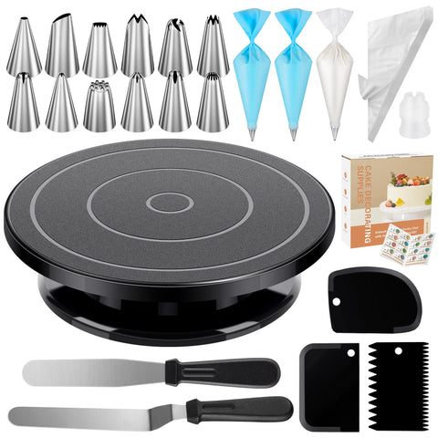 Kootek 71-piece cake decorating kit with stand turntable for smooth decorating.