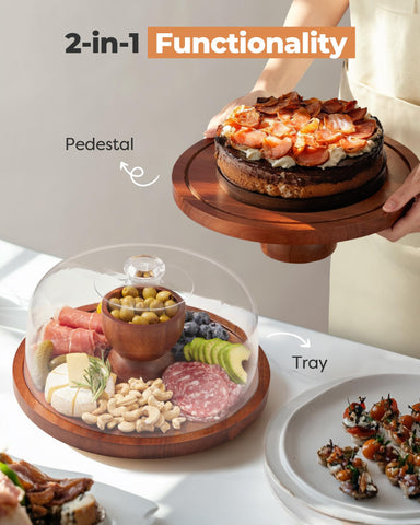 Kootek acacia wood dessert stand durable and stylish for daily use