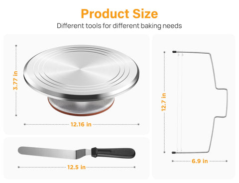 Kootek aluminium turntable with non-slip base supports stable, precise decorating.
