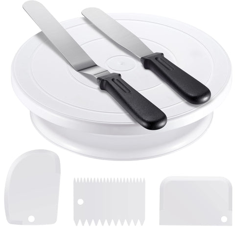 Kootek cake decorating kit on countertop, ideal for beginners practicing layer frosting