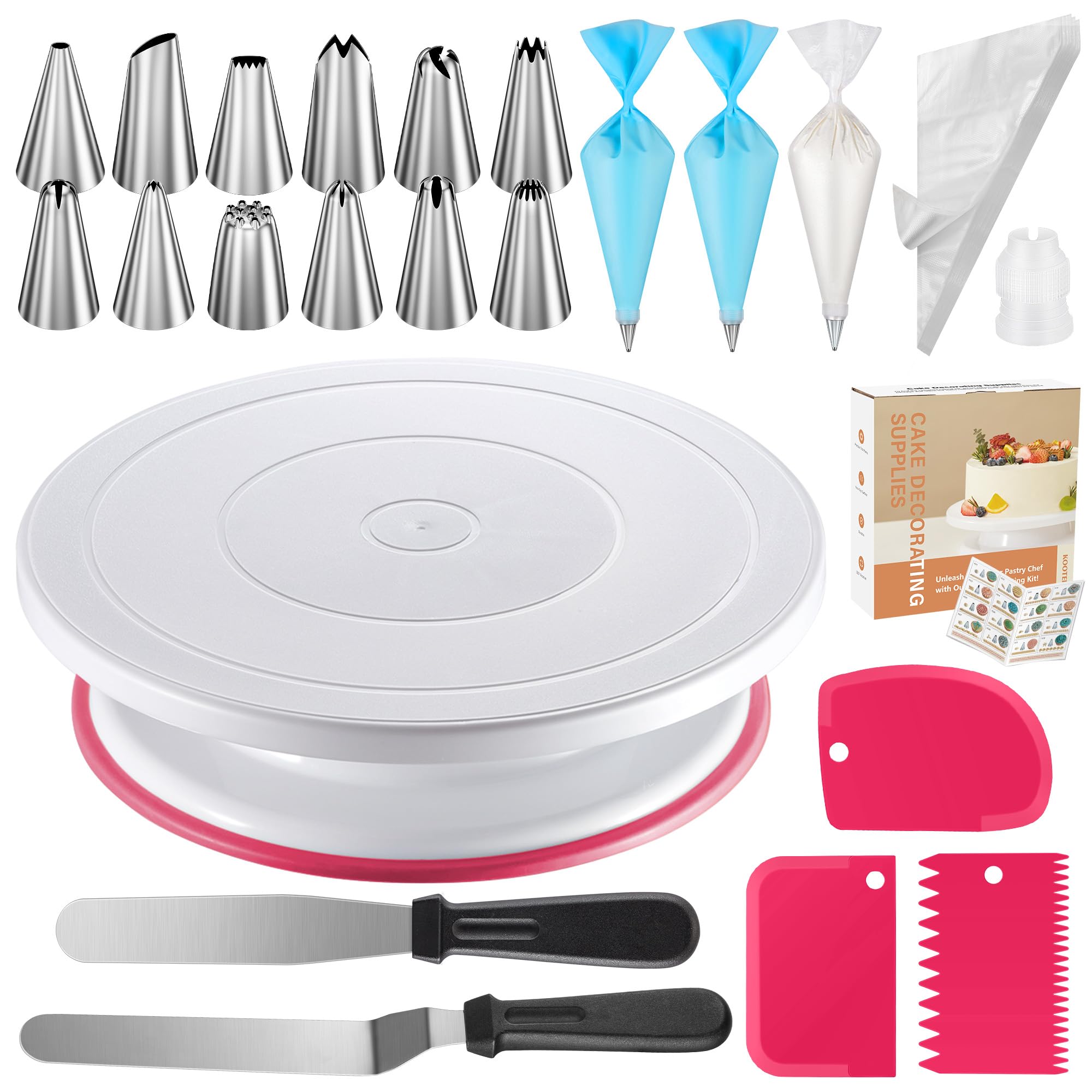 Kootek cake decorating kit stand turntable for smooth icing and steady rotation