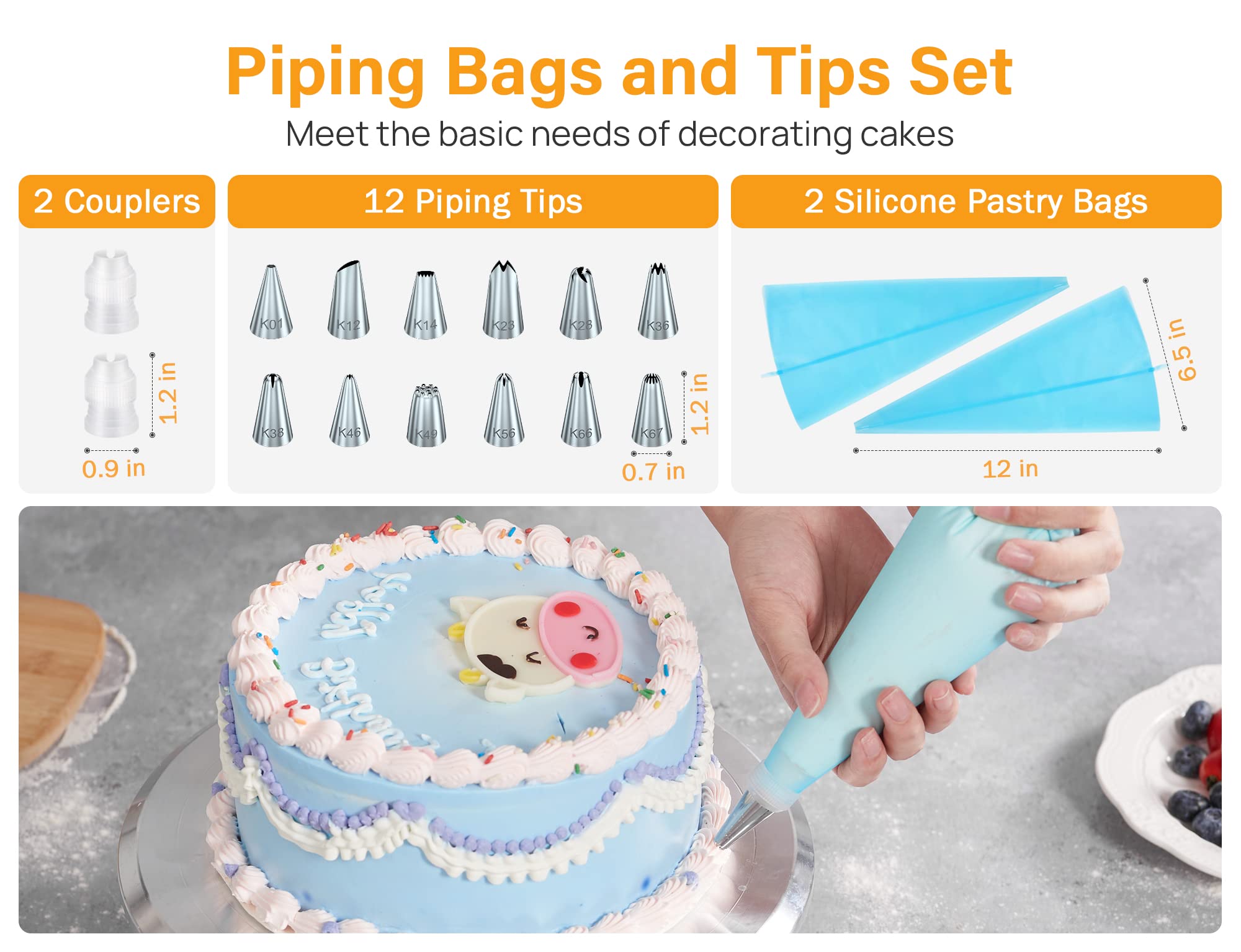 Kootek cake leveler helps create even layers for a clean look.