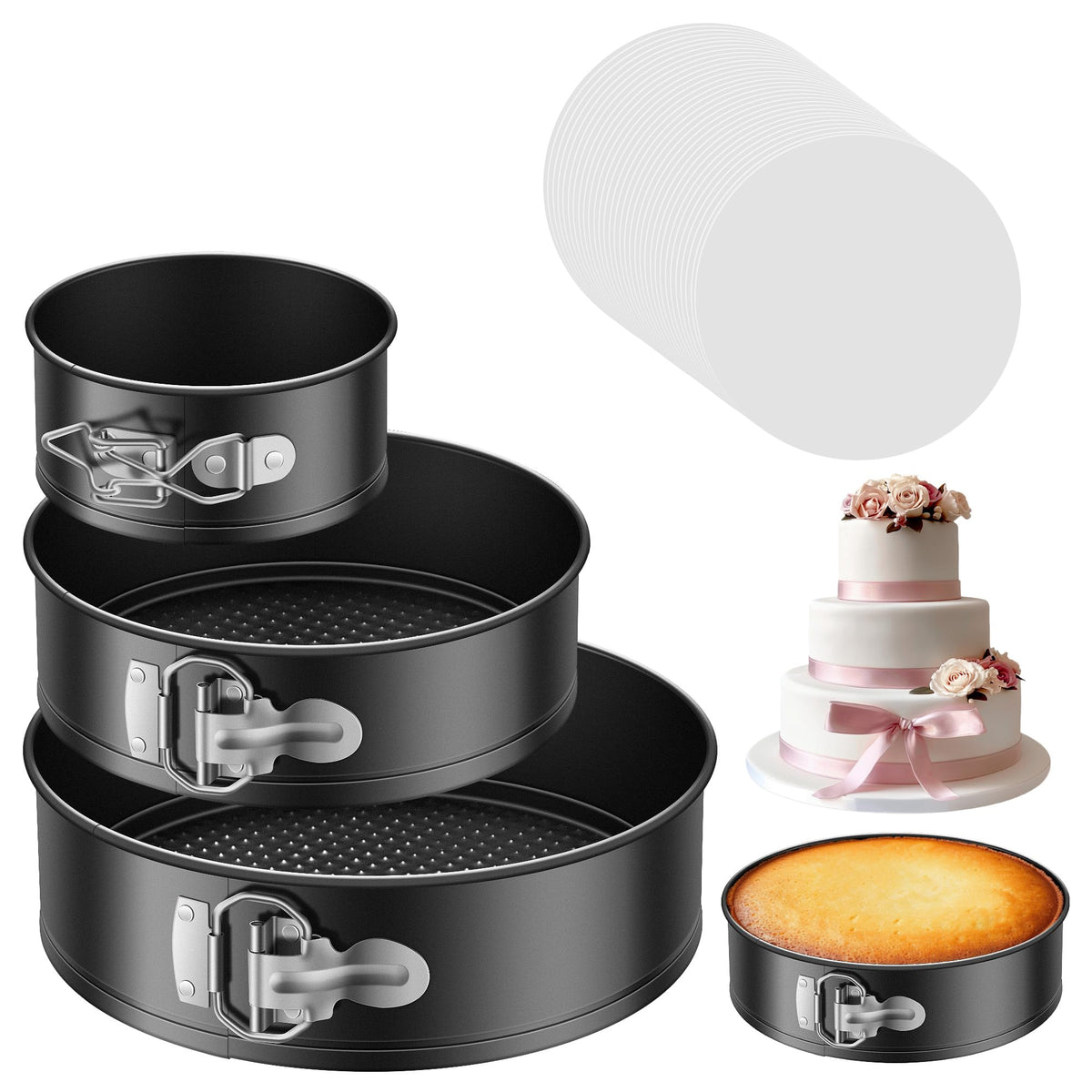 Kootek cake pan set 4-inch removable-bottom for easy cheesecake release