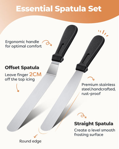 Kootek three-edge cake scrapers for unique decorating patterns.