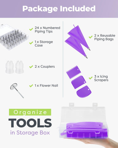 Kootek cake scrapers provide clean edges and textured decorating options