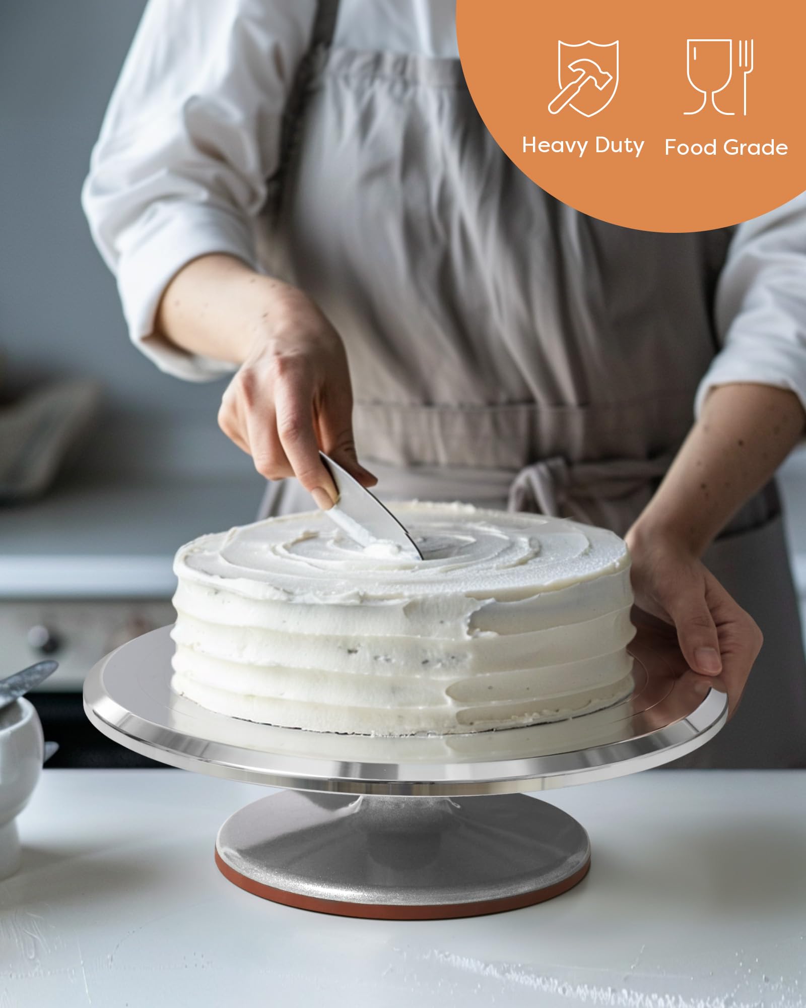 Kootek cake turntable ideal for classrooms or home workshops, aiding step-by-step decorating.