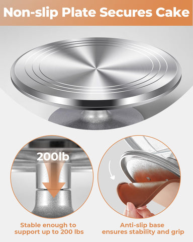 Kootek decorating tool access on the stand enables easy use of tips and spatulas.