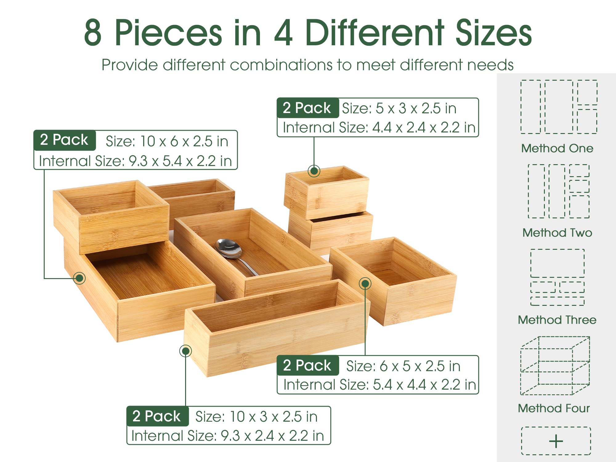 Kootek drawer trays 10x6-2-5in demonstrate versatile layout for cutlery.