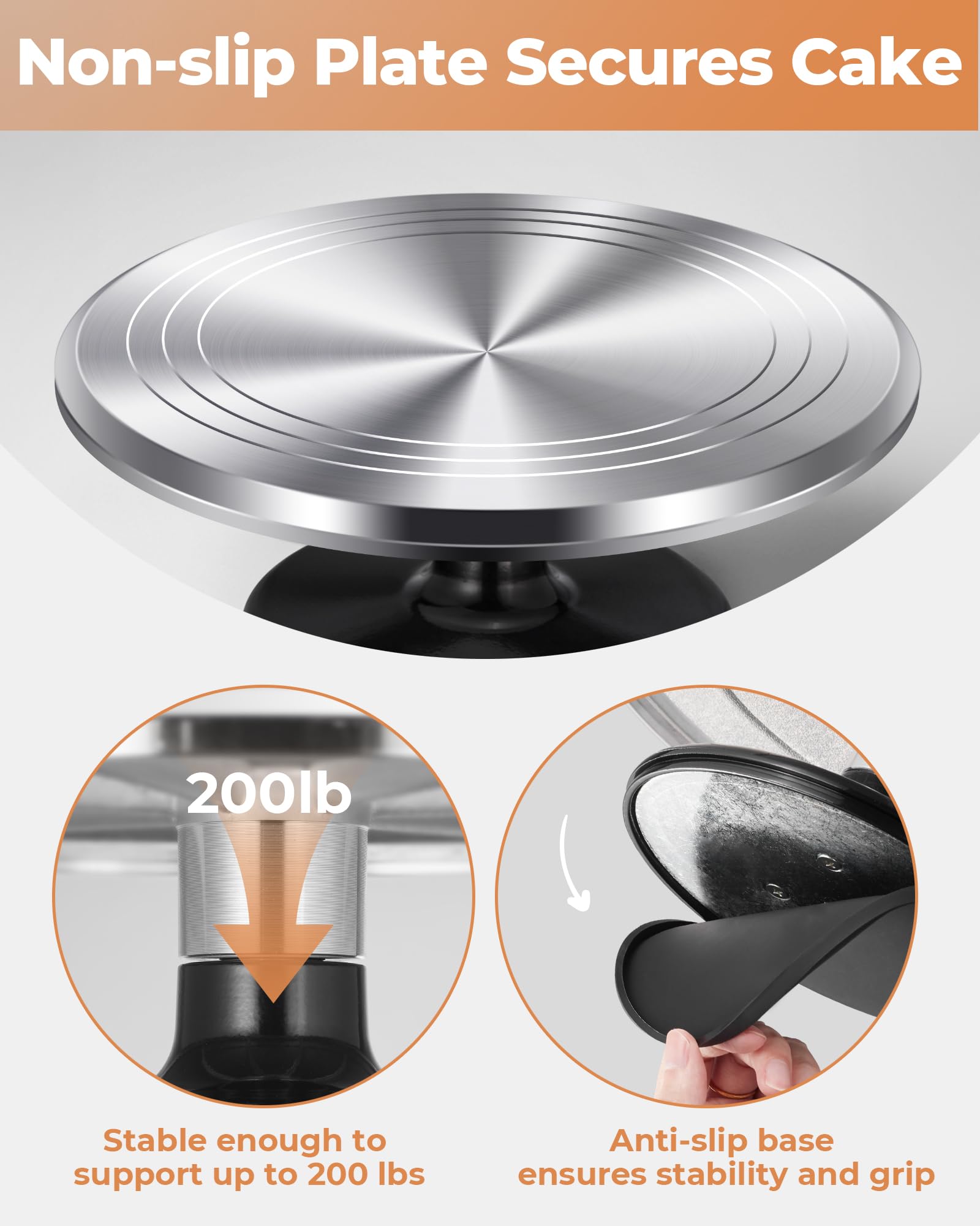 Kootek easy-clean cake stand simplifies cleanup after decorating sessions.