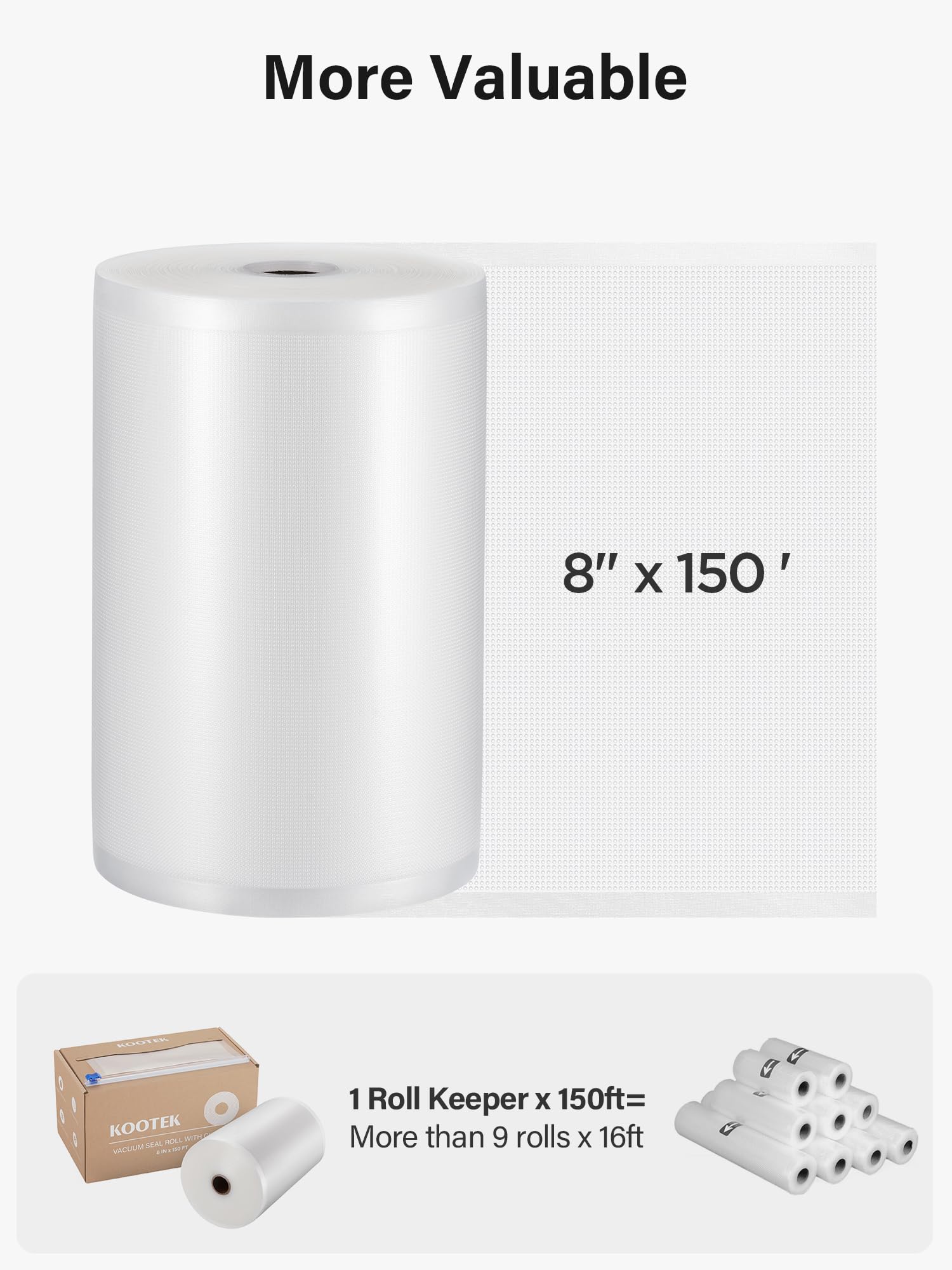 Kootek heavy-duty embossed surface protects against punctures and freezer burn