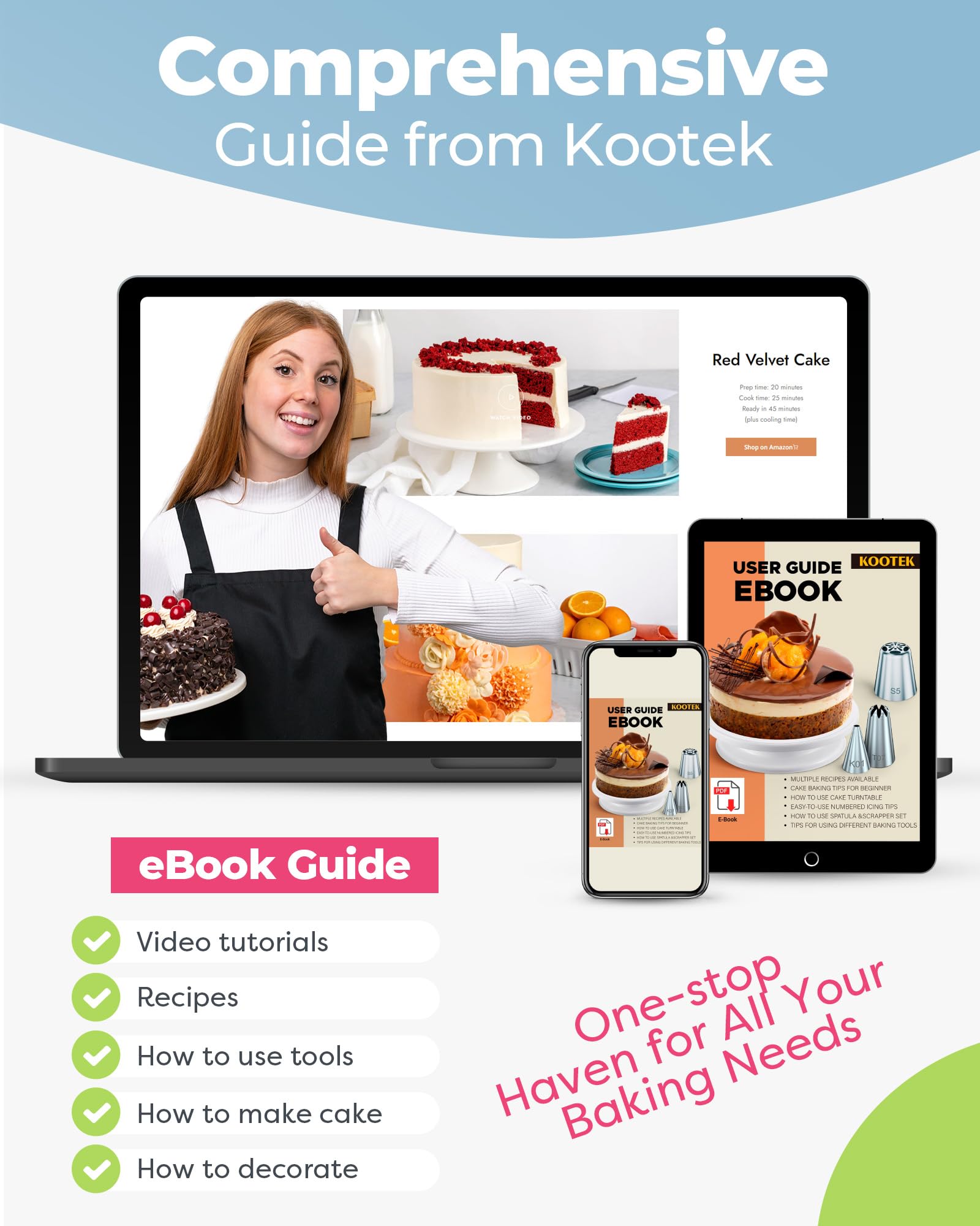Kootek flower nail included for floral icing designs