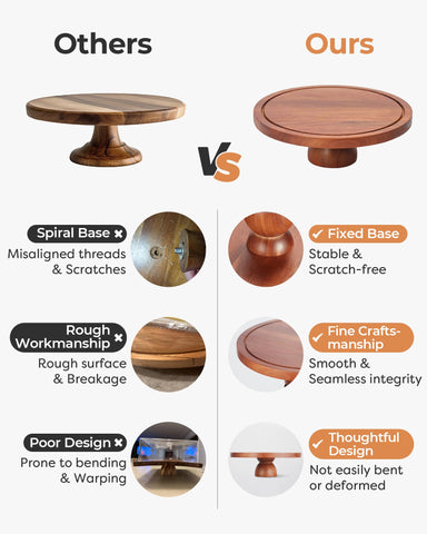 Kootek footed dessert display with elevated wood base for stable serving
