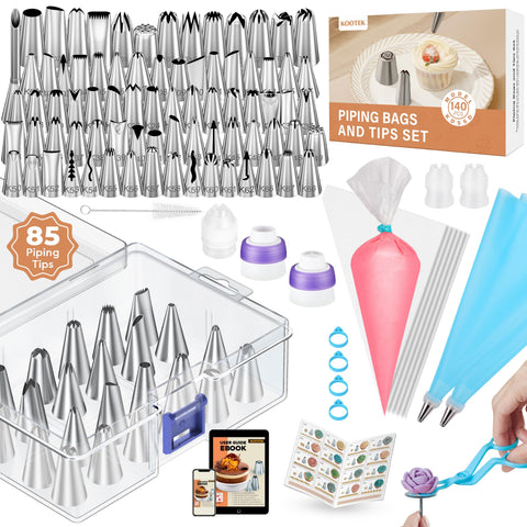 Kootek icing bags and tips set for precise home cake decorating.