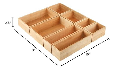 Kootek kitchen drawer organizer in use for flatware and utensils.