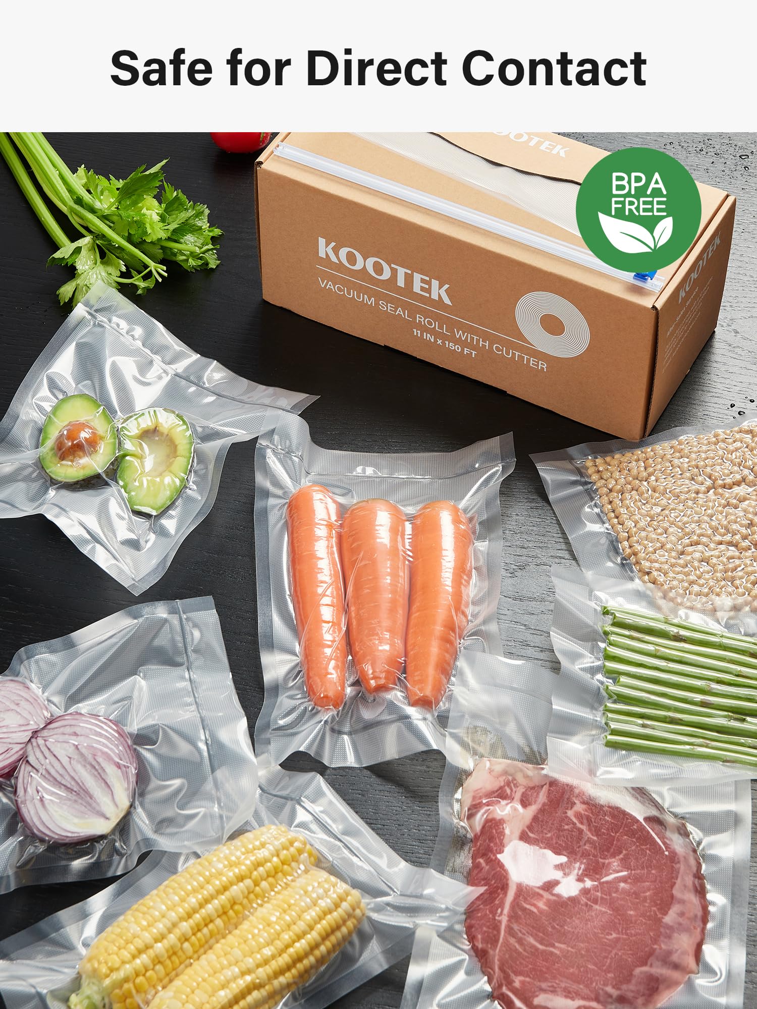 Kootek organized kitchen storage with durable vacuum seal bags