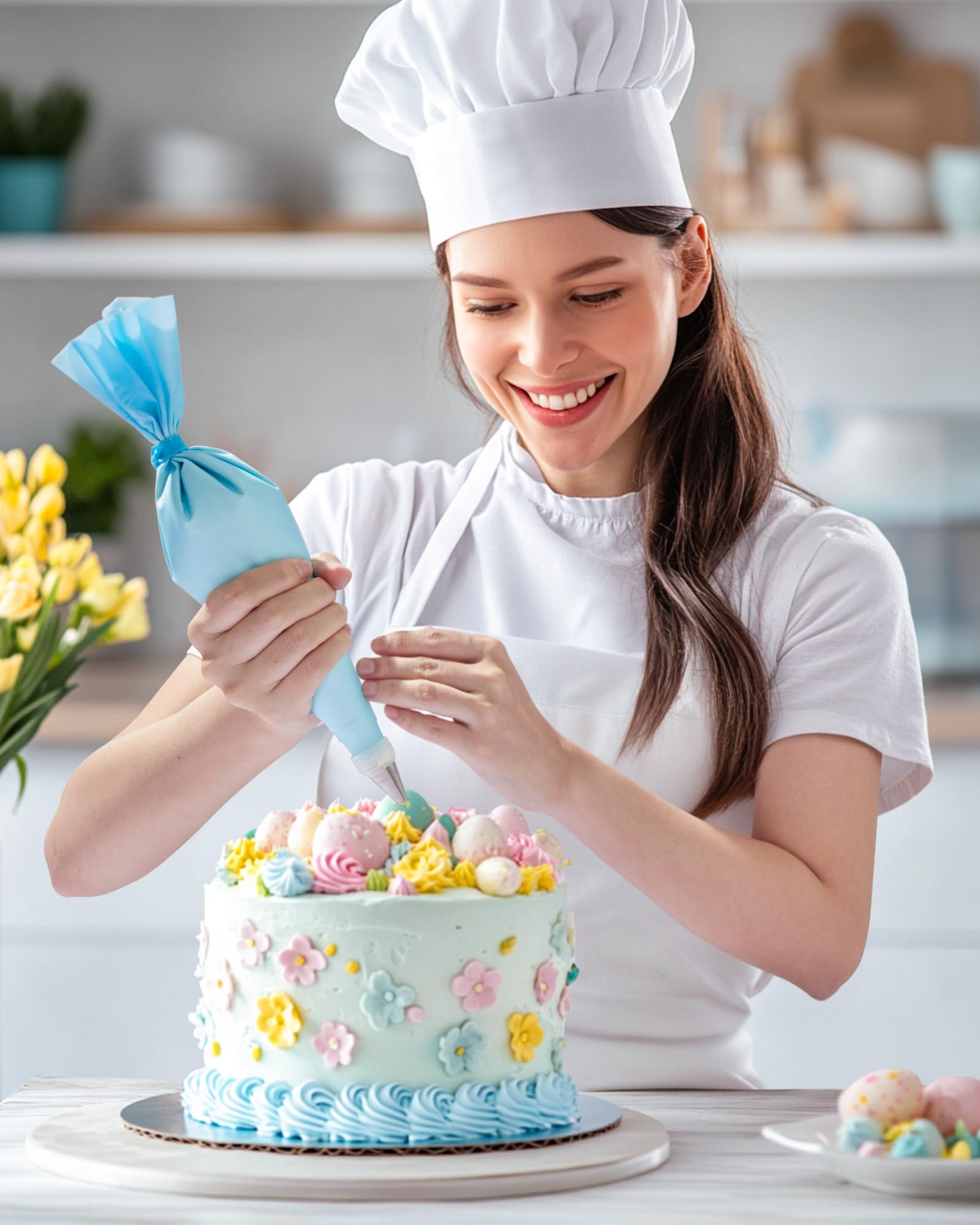 Kootek pastry bag ties, flower lifter, and nail for professional finishes.