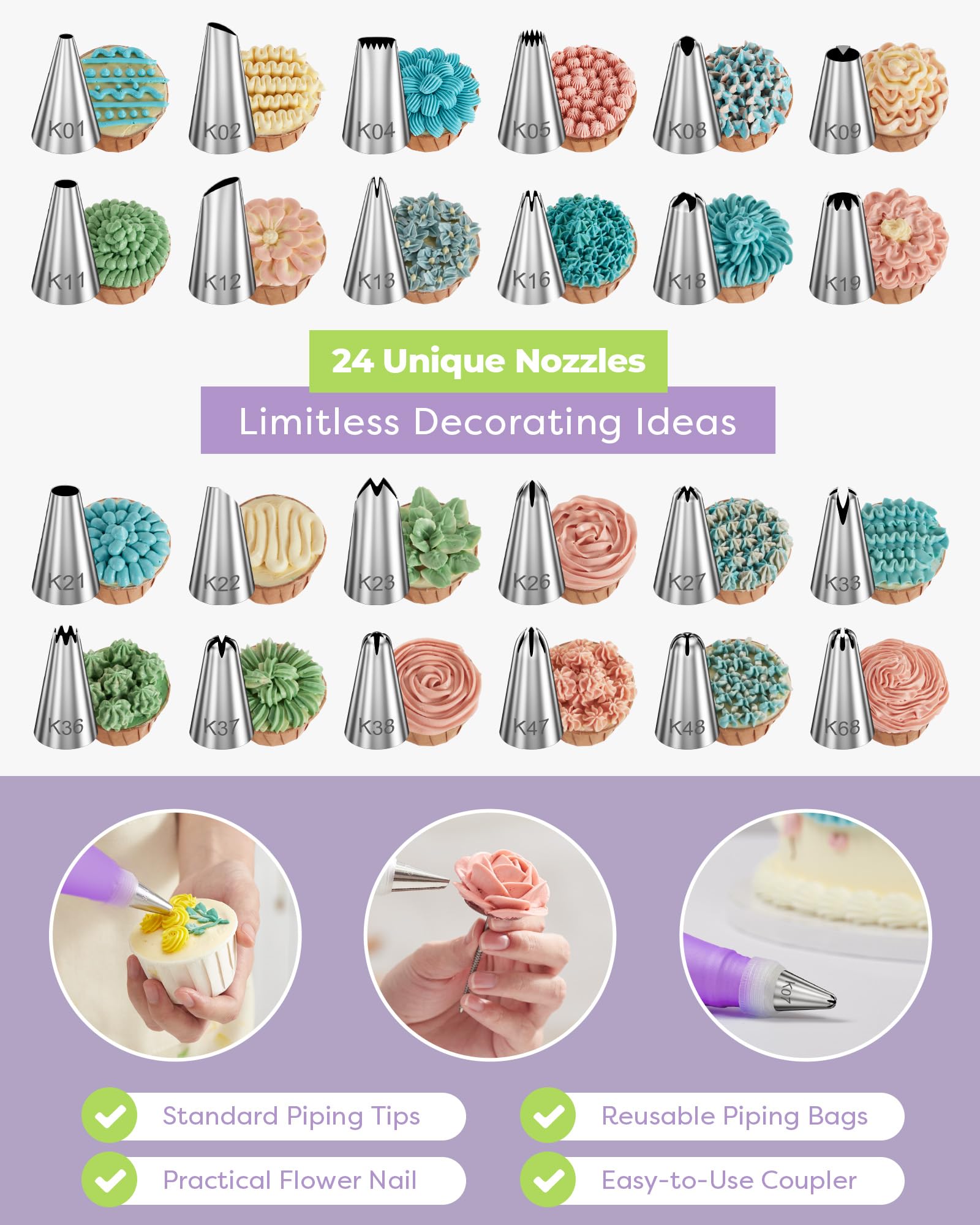 Kootek reusable piping bags for cleaner piping and easier cleanup