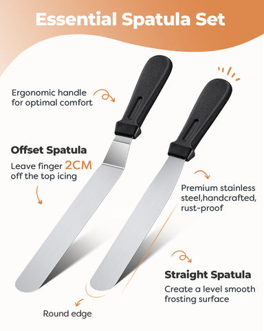 Kootek straight spatula helping achieve a clean frosting surface