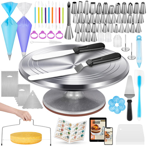 Kootek turntable aluminium non-slip base for stable cake decorating.