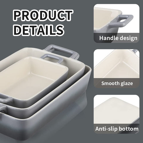 KOOV gradient gray 10.6x7.2 inch dish great for casseroles and vegetables.