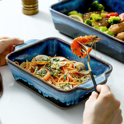 KOOV bakeware set lasagna pan in use for family meals and leftovers