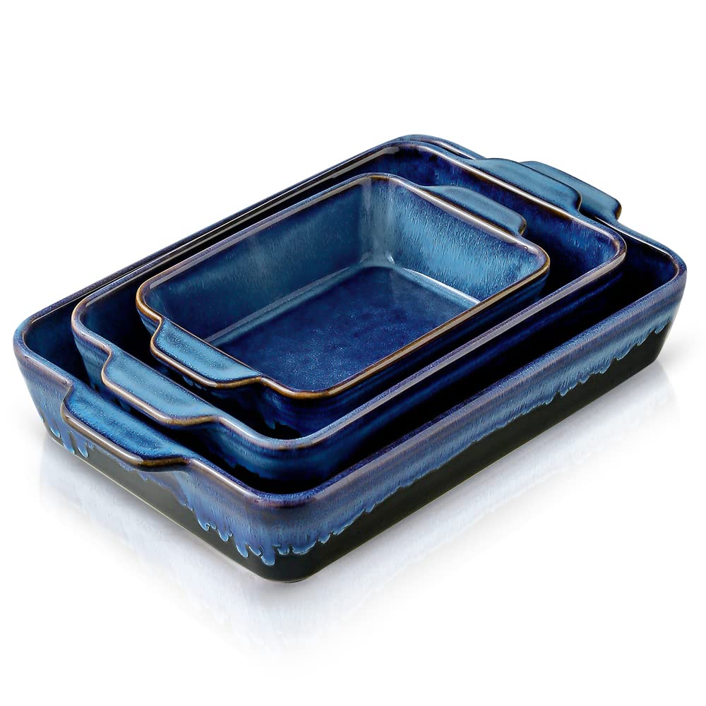 KOOV bakeware set Nebula Blue with rectangular dishes and reactive glaze for stylish baking