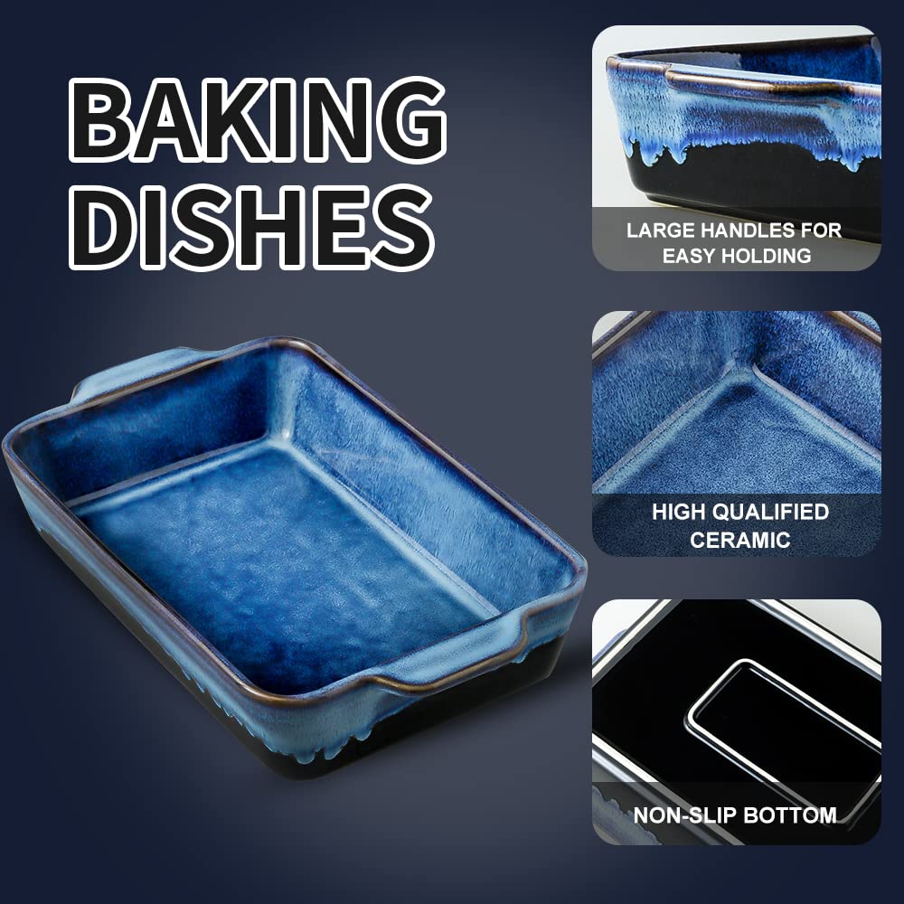 KOOV bakeware set three-piece sizes for lasagna, roasting, and leftovers