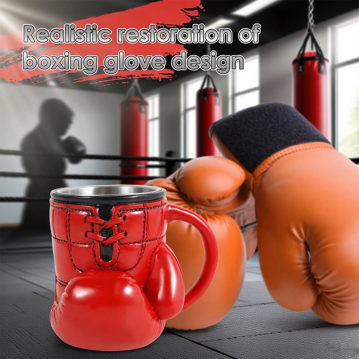 KoovDem Boxing Glove Mug featuring an ergonomic handle for a secure grip.
