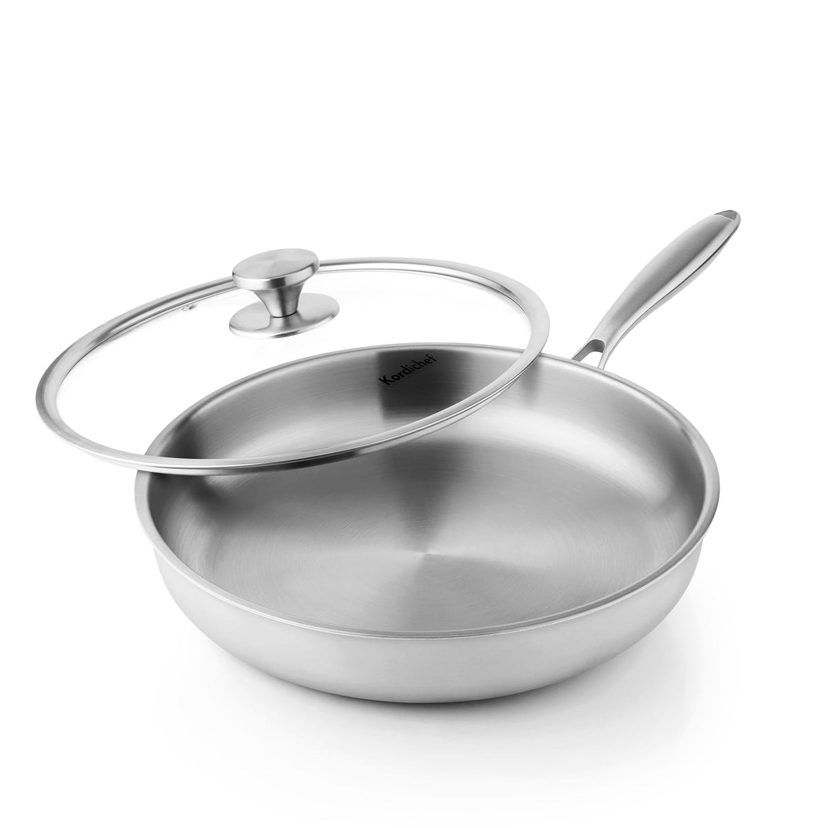 Kordichef 12-inch frying pan with lid for versatile searing and browning results.