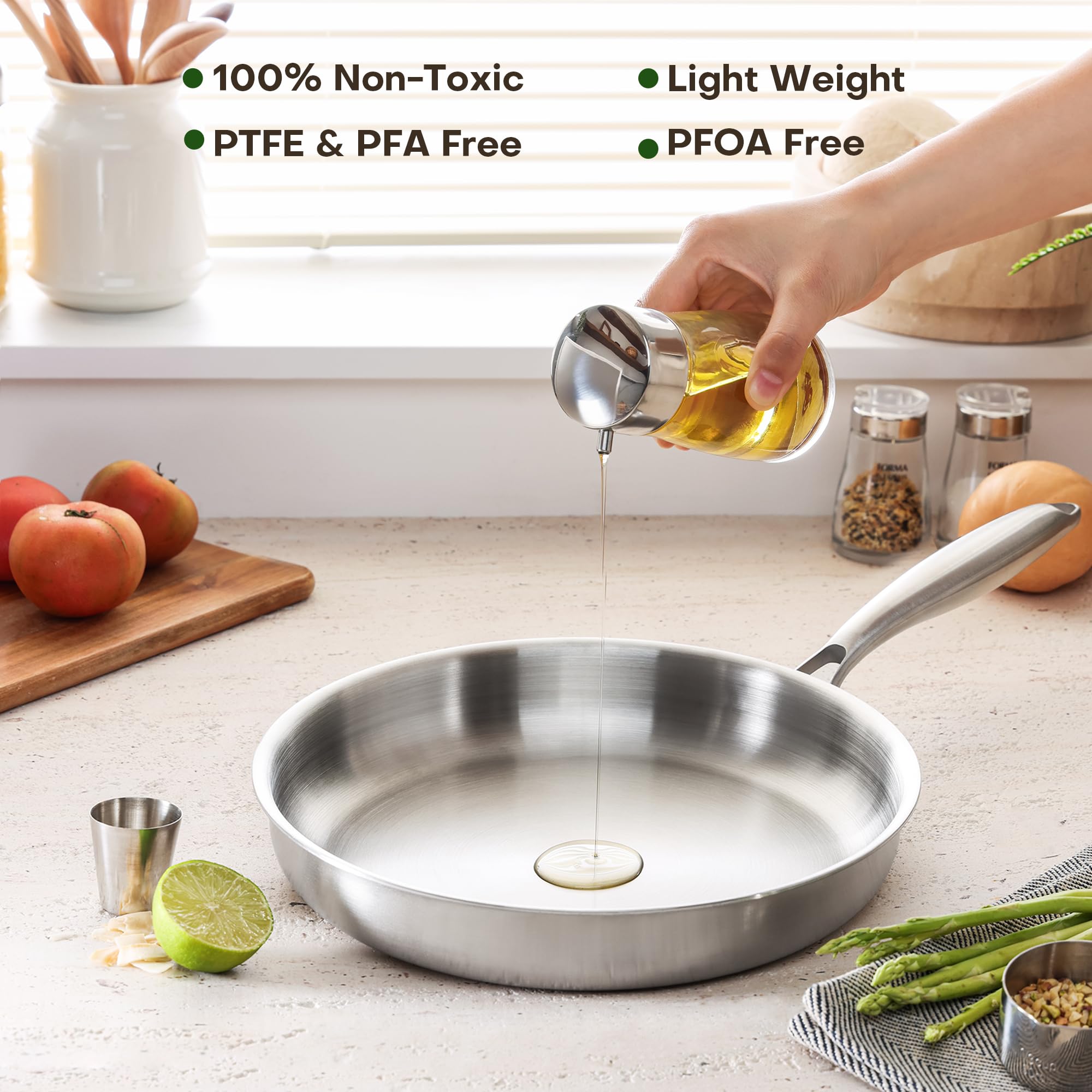 Kordichef stainless steel 18-10 core promotes even heat distribution for consistent cooking.
