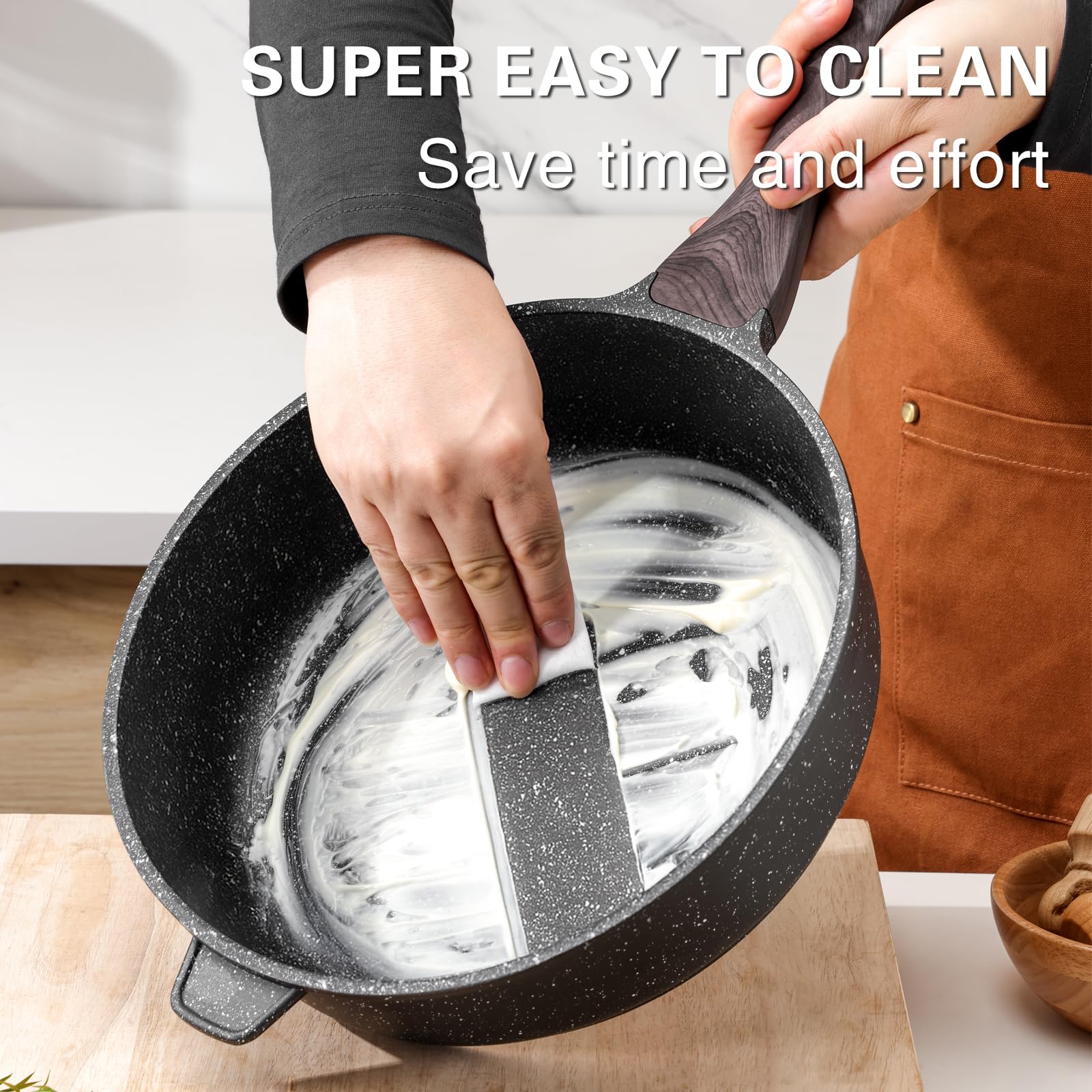 Kordisen 5-quart capacity pan ideal for large sauté and shallow frying tasks