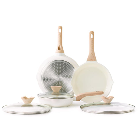 Kordisen 8-inch ceramic pan with lid for healthier frying and easy cleanup.