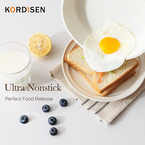 Kordisen 9.5-inch pan with lid, induction-ready for versatile meals.