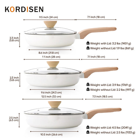 Kordisen 3-piece ceramic nonstick pan set provides versatile options.