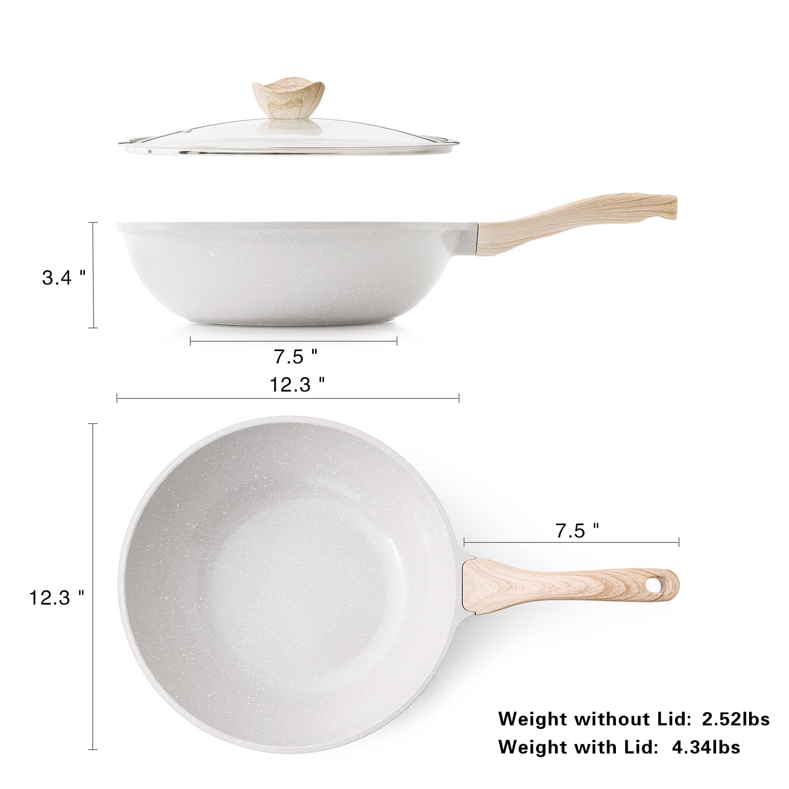 Kordisen deep 12-inch wok ideal for sautéing, stir-frying, and steaming.