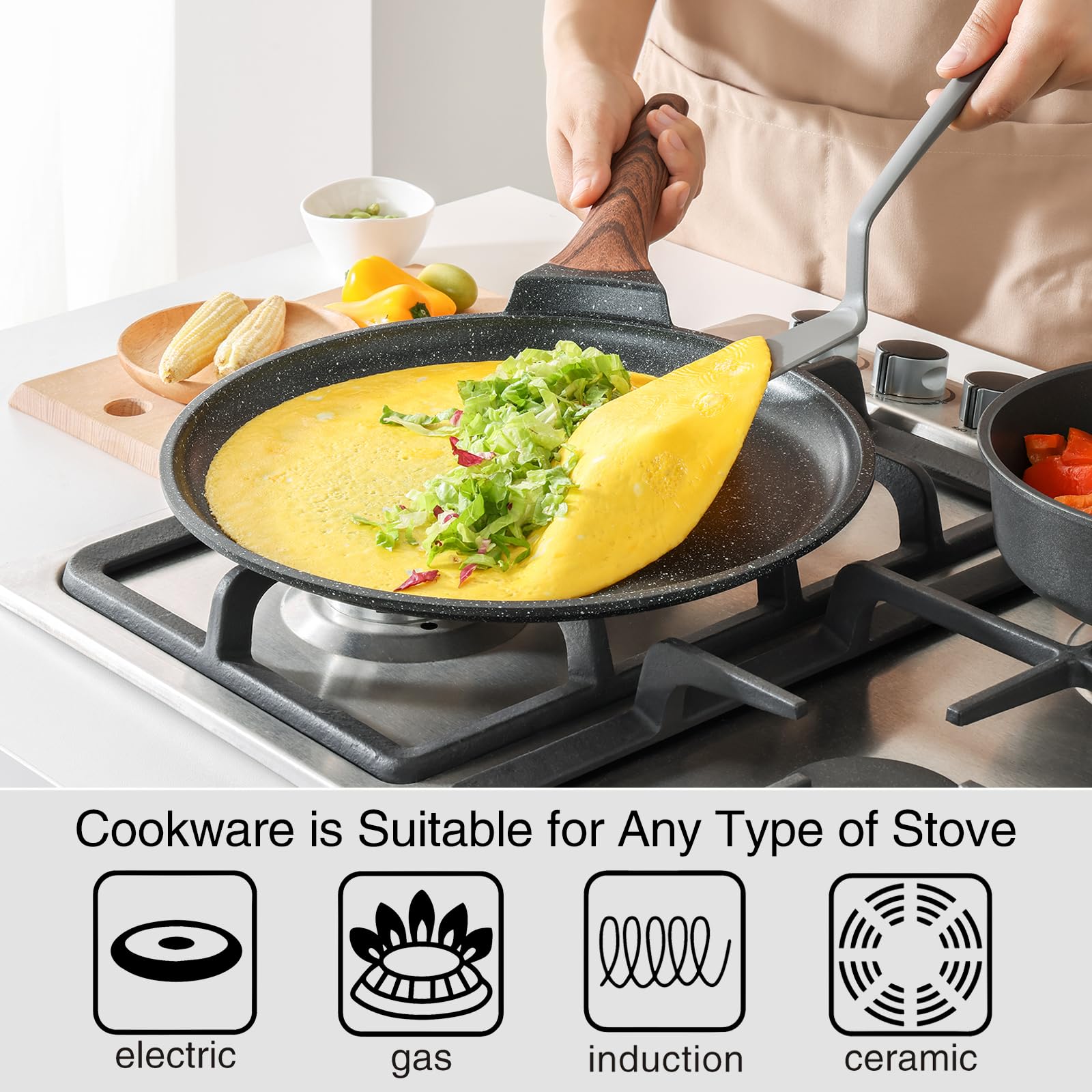 Kordisen dosa pan with spreader for evenly spread dosa batter.