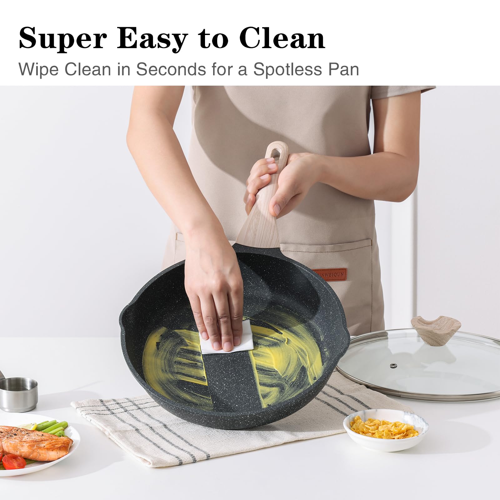 Kordisen easy-clean skillet cleans quickly after cooking.