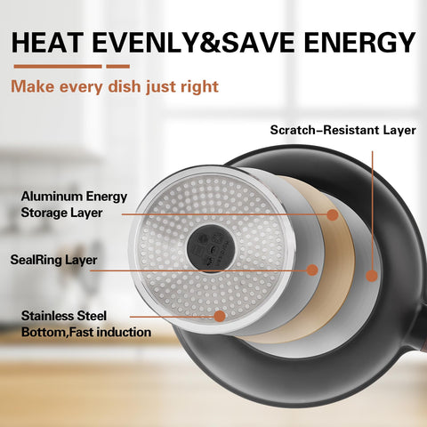 Ergonomic bakelite handle on the Kordisen wok stays cool during cooking.