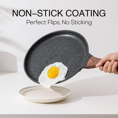 Close-up of granite coating on Kordisen pan for durable nonstick cooking.