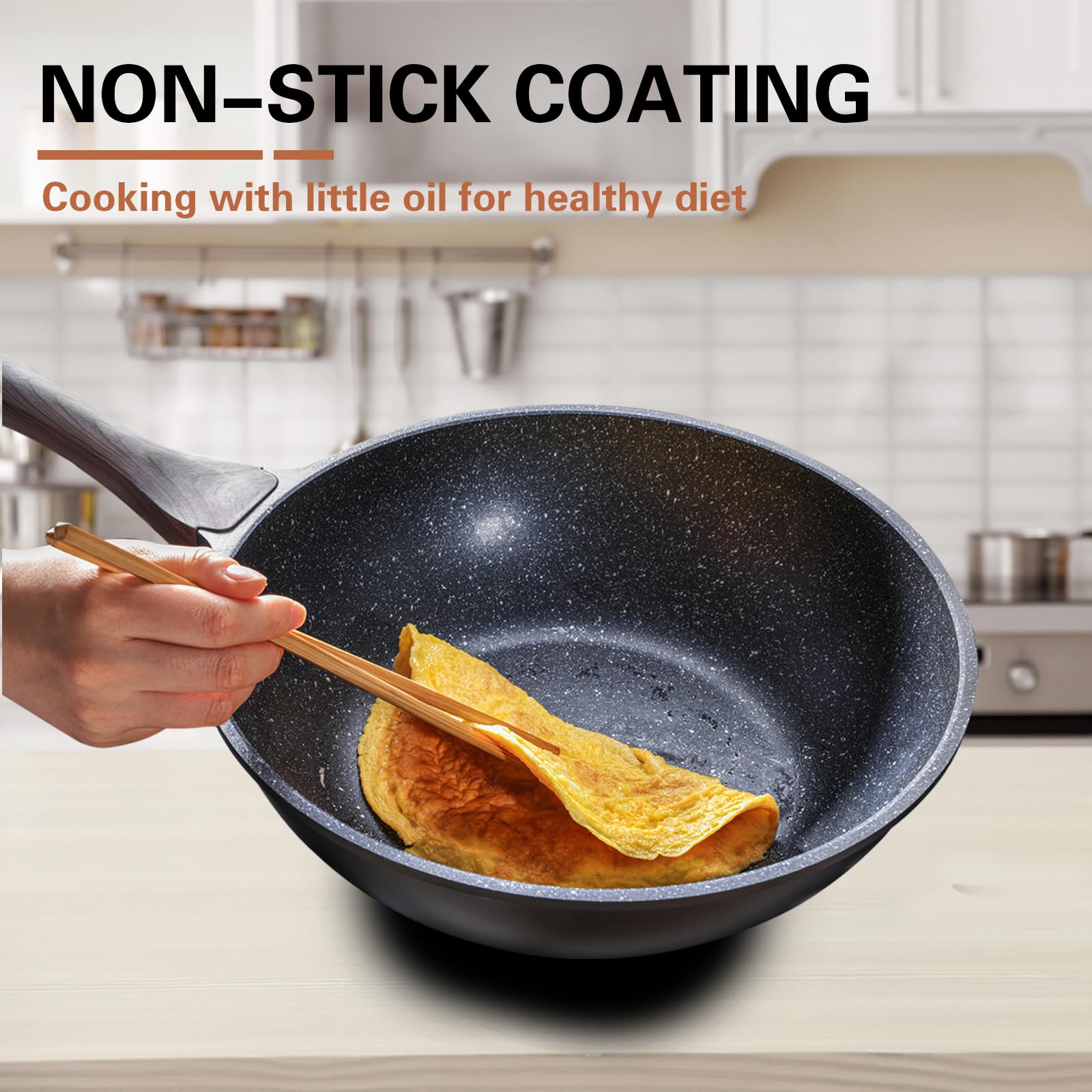 Interior view highlighting Kordisen granite coating for low-sticking cooking.